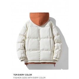 Plus Size – Men’S & Women’S Thickened Winter Hooded Jacket – Loose Fit Mid-Length Coat with Full-Zip Front, Warm Thermal Insulation, Casual Lapel Collar & Pockets – All-Season Outerwear