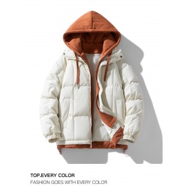 Plus Size – Men’S & Women’S Thickened Winter Hooded Jacket – Loose Fit Mid-Length Coat with Full-Zip Front, Warm Thermal Insulation, Casual Lapel Collar & Pockets – All-Season Outerwear