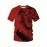 Men's Trendy Bold Red With Lion Graphic Print Short Sleeve T-Shirt, Casual Streetwear, Crew Neck Tee, Comfort Fit Summer Top