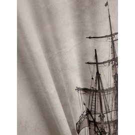 Tees For Men, Galleon Sailing Ship Print T Shirt, Casual Short Sleeve Tshirt For Summer Spring Fall, Tops As Gifts