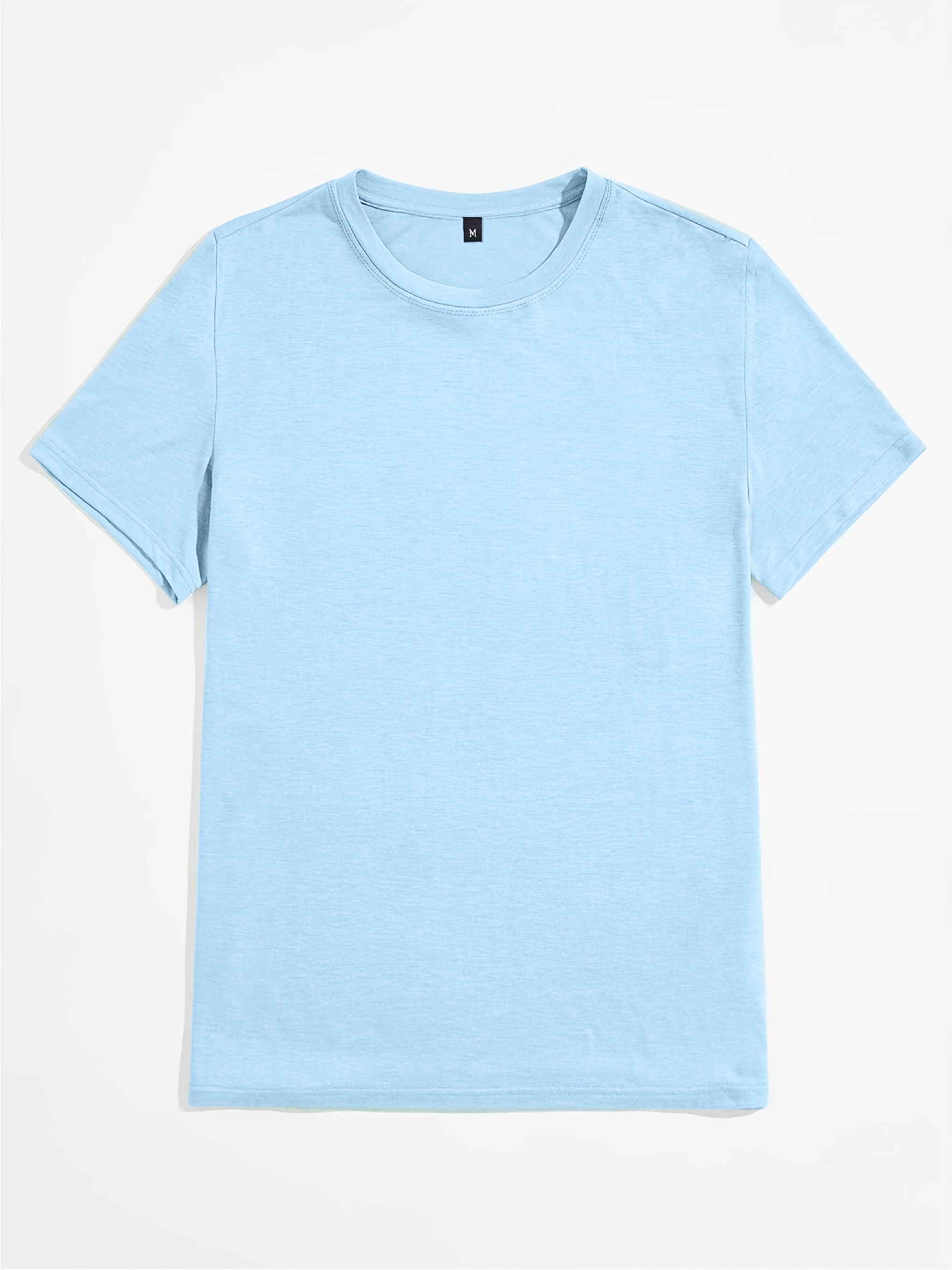 casual solid color mens short sleeve round neck daily t shirt for summer tops as gifts details 32