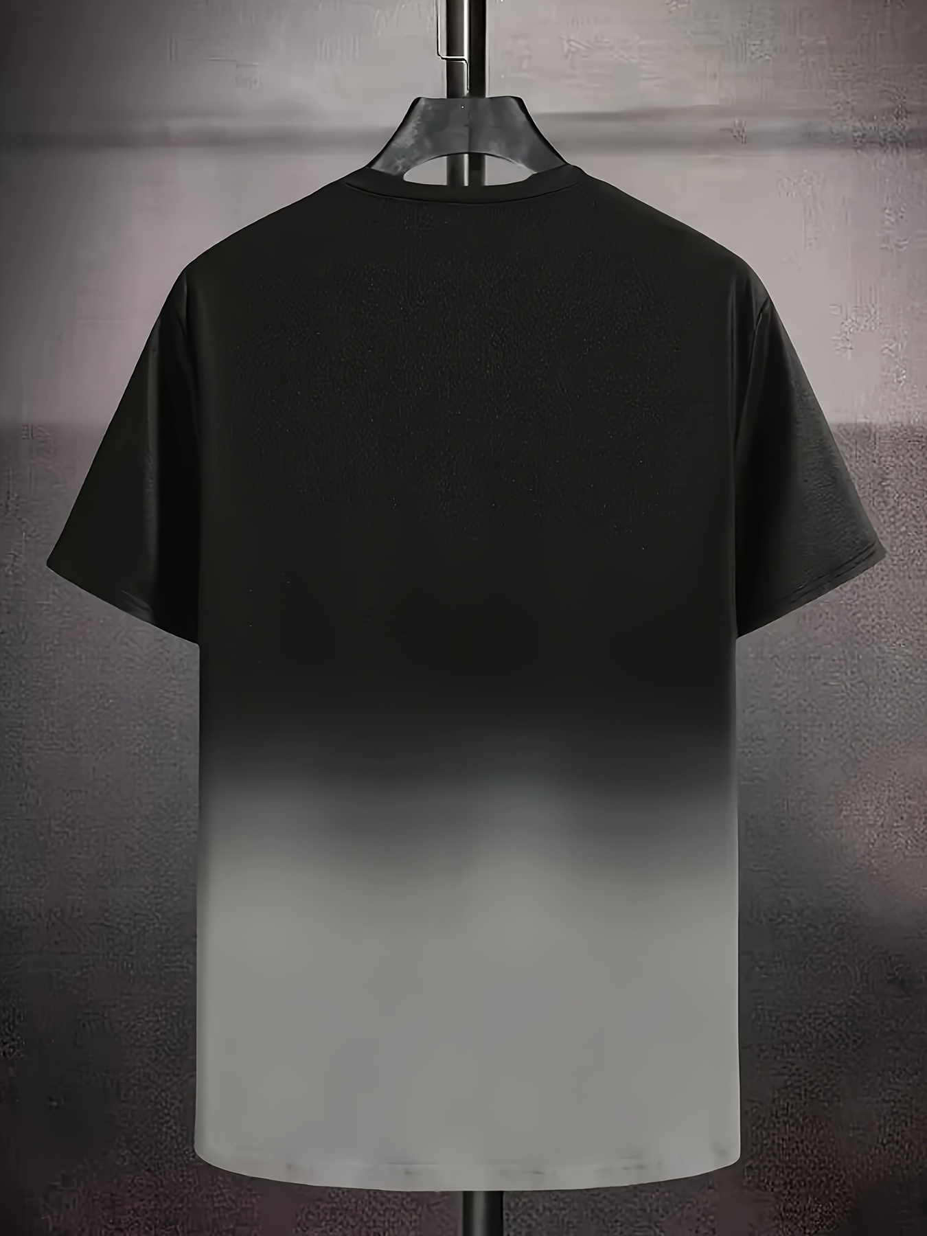 creative alphabet print gradient mens solid slightly stretch quick drying breathable short sleeve round neck comfy t shirt for gym fitness training details 30